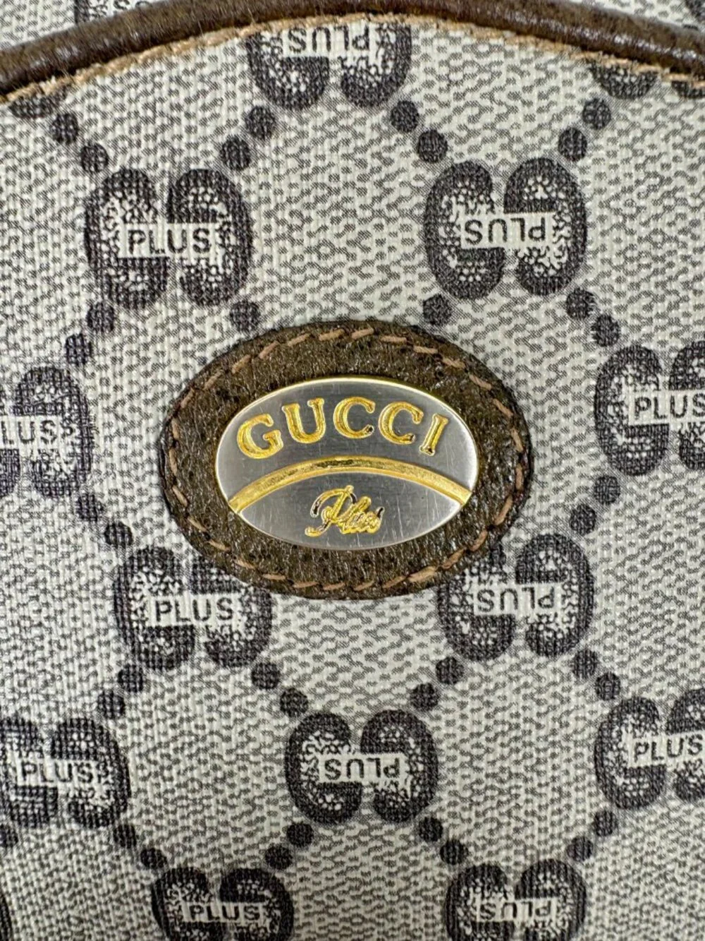 Gucci Plus GG Supreme Mini Crossbody in Monogram Coated Canvas and Leather Trim